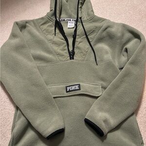 Pink Olive Green Pullover Hoodie